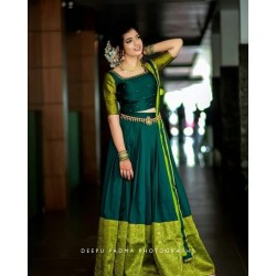 Rama Green Color South Indian Style Lehenga Choli